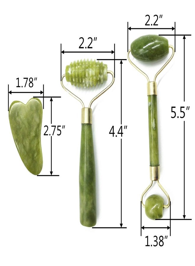 TIHOOD 6PCS Massage Tools Kits, 4 PCS Jade Roller Facial Ridged Roller Kits Skin Roller with 2 Pieces Scraping Massage Tools Anti Aging and Wrinkles for Face, Eye, Neck, Body for Lymphatic Massage - Image 3